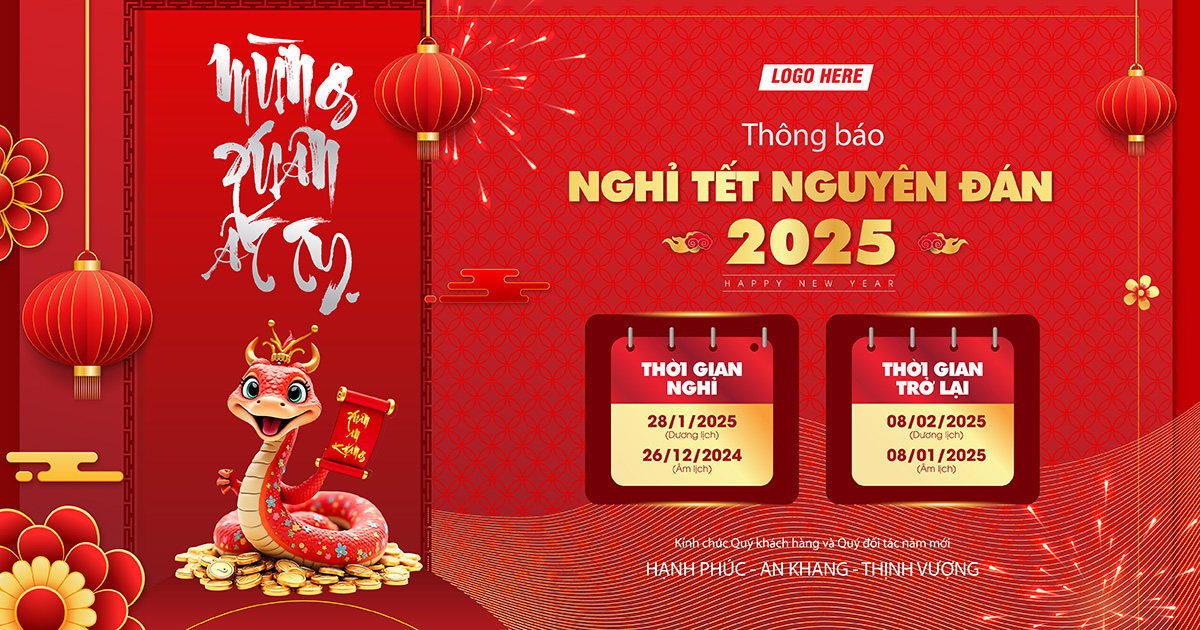 Tải 6 File PSD/EPS Thông Báo Nghỉ Tết Ất Tỵ Dành Cho Các Designer 2025